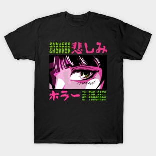 Japanese Sad Girl Anime Vaporwave Art Style T-Shirt